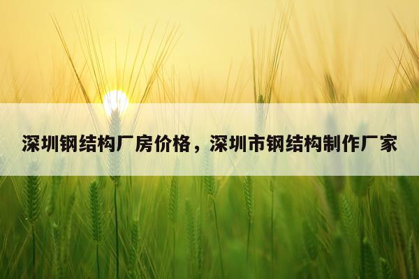 深圳钢结构厂房价格，深圳市钢结构制作厂家