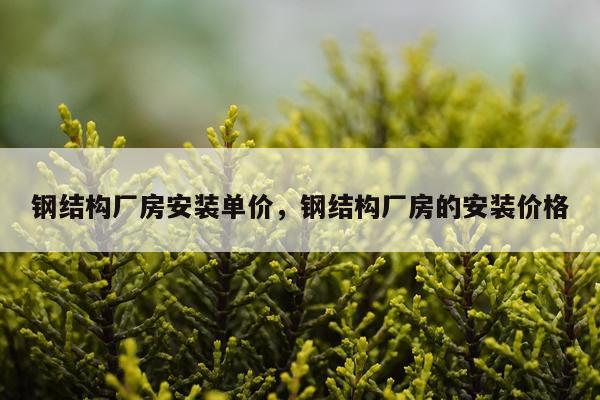 钢结构厂房安装单价，钢结构厂房的安装价格