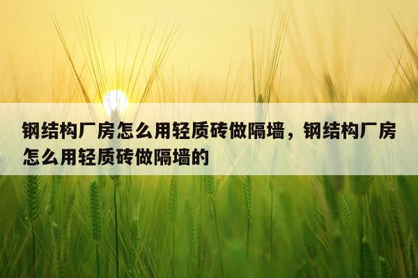 钢结构厂房怎么用轻质砖做隔墙，钢结构厂房怎么用轻质砖做隔墙的