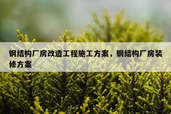 钢结构厂房改造工程施工方案，钢结构厂房装修方案