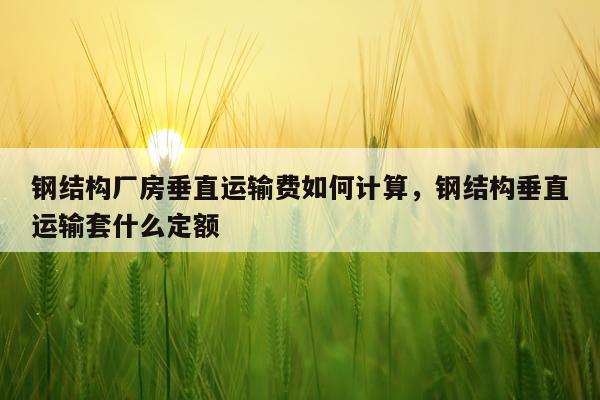 钢结构厂房垂直运输费如何计算，钢结构垂直运输套什么定额