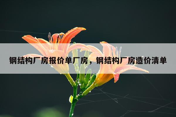 钢结构厂房报价单厂房，钢结构厂房造价清单