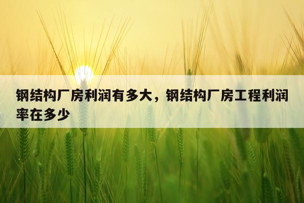 钢结构厂房利润有多大，钢结构厂房工程利润率在多少