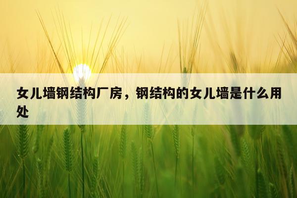 女儿墙钢结构厂房，钢结构的女儿墙是什么用处