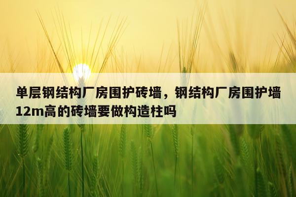 单层钢结构厂房围护砖墙，钢结构厂房围护墙12m高的砖墙要做构造柱吗