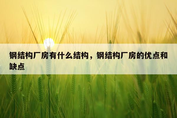 钢结构厂房有什么结构，钢结构厂房的优点和缺点