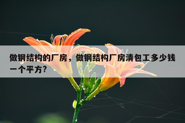 做钢结构的厂房，做钢结构厂房清包工多少钱一个平方?