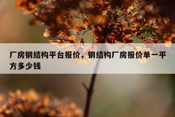 厂房钢结构平台报价，钢结构厂房报价单一平方多少钱
