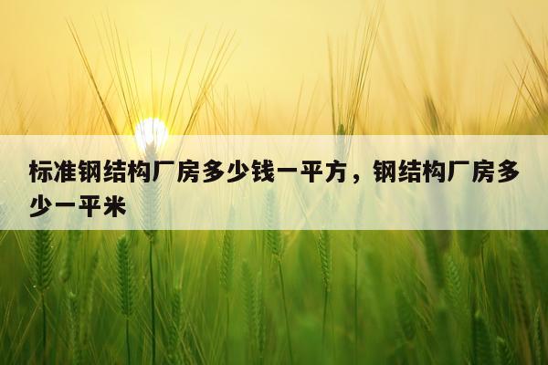 标准钢结构厂房多少钱一平方，钢结构厂房多少一平米