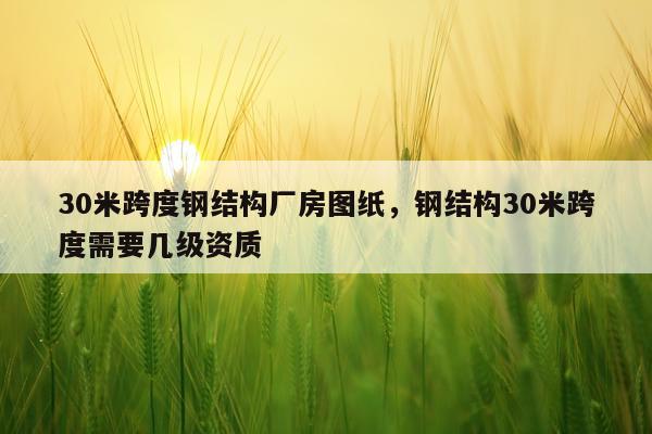 30米跨度钢结构厂房图纸，钢结构30米跨度需要几级资质
