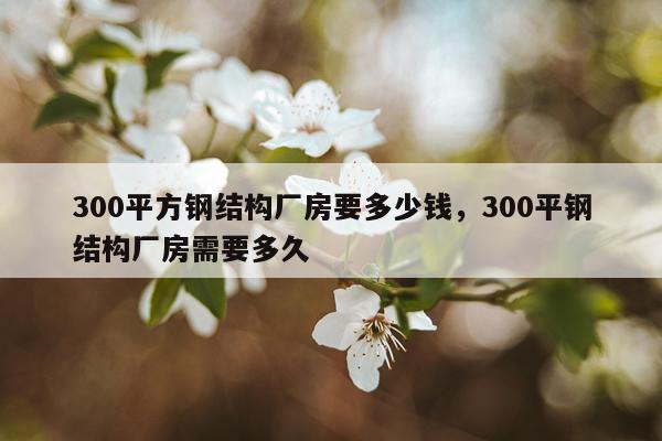 300平方钢结构厂房要多少钱，300平钢结构厂房需要多久