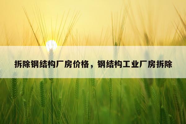 拆除钢结构厂房价格，钢结构工业厂房拆除